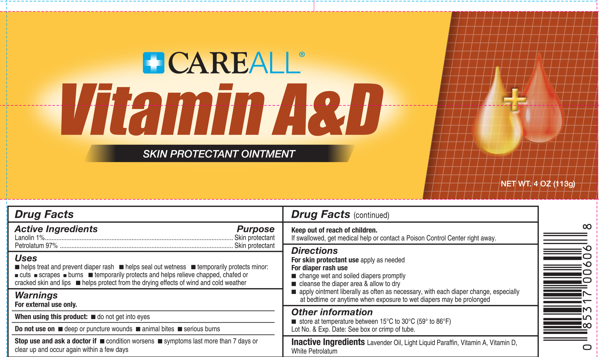 NDC 51824033 Careall Vitamin A And D Ointment Topical Label Information Details, Usage